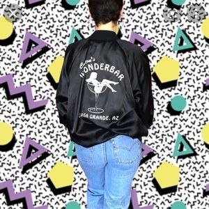 80’s VNTG Wonderbar Souvenir Black Bomber Jacket